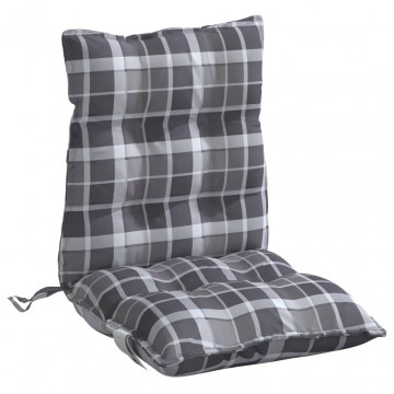 Perne scaun cu spătar mic, 2 buc., gri carouri, textil oxford - Img 4