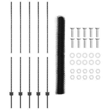 Picioare de Gard 10 buc U-Channel Gri 150 cm Oțel, Gard Hexagonal Gri 1.5x10 m Oțel - Img 4
