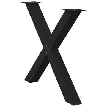 Picioare pentru masă în formă X 2 buc Negru 90x(72-73) cm Oțel - Img 4