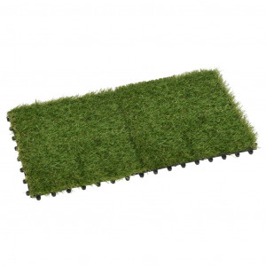 Plăci de iarbă artificială, 11 buc, verde, 30x30 cm - Img 3