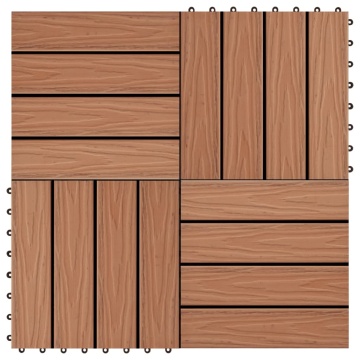 Plăci podea în relief WPC, 11 buc, 30x30 cm, 1 mp, maro deschis - Img 1