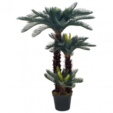 Plantă artificială palmier cycas cu ghiveci, verde, 125 cm - Img 1