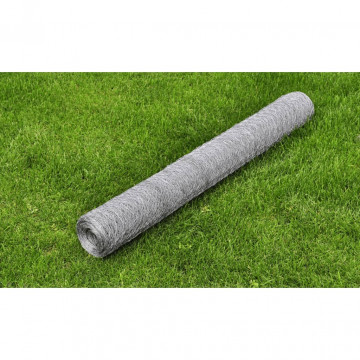 Plasă de sârmă găini, argintiu, 25 x 0,75 m, oțel galvanizat - Img 1
