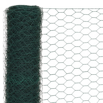 Plasă de sârmă găini, verde, 25 x 1,2 m, oțel cu înveliș PVC - Img 2