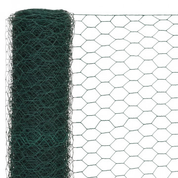 Plasă de sârmă găini, verde, 25 x 1,5 m, oțel cu înveliș PVC - Img 2