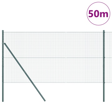 Plasă Sudată cu 13 Stâlpi Verzi 1x50 m Oțel - Img 3