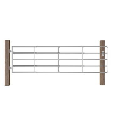 Poartă de câmp cu 5 bare, argintiu, (115-300) x 90 cm, oțel - Img 1