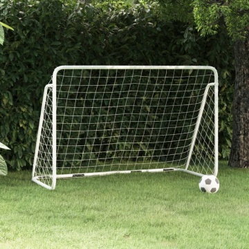 Poartă de fotbal cu plasă, alb, 180x90x120 cm, oțel - Img 1
