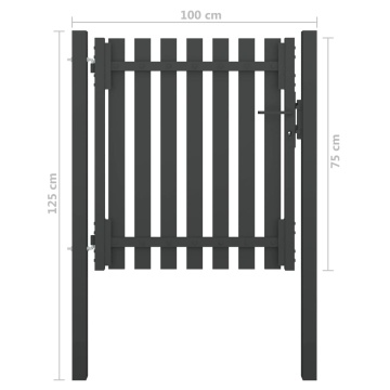 Poartă de gard grădină, antracit, 1 x 1,25 m, oțel - Img 4