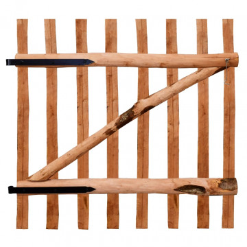 Poarta de gard simplă, lemn de alun tratat, 100 x 100 cm - Img 2