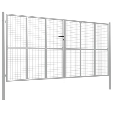 Poartă de grădină, argintiu, 415 x 225 cm, oțel galvanizat - Img 2