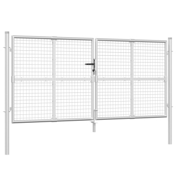 Poartă de grădină din plasă argintie 300x175 cm oțel galvanizat - Img 2