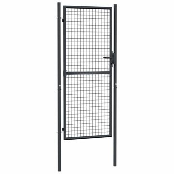 Poartă de grădină din plasă, gri, 100x250 cm, oțel galvanizat - Img 1