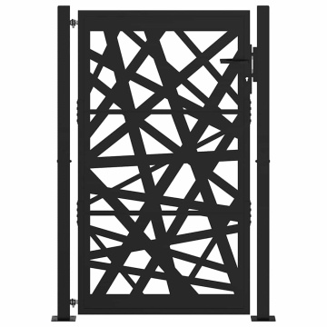 Poarta de gradina neagra 105x155 cm Design cu lumina din otel - Img 3