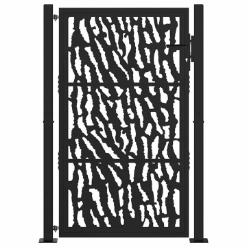 Poartă de grădină neagră 105x155 cm Design cu urme de oțel - Img 3