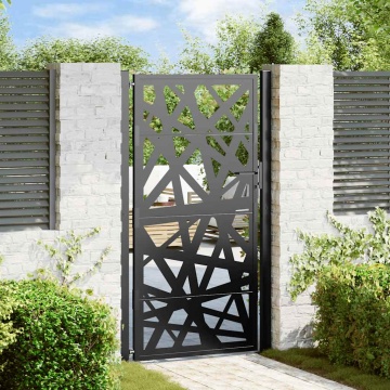 Poarta de gradina neagra 105x180 cm Design cu lumina din otel - Img 1