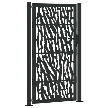 Poarta de gradina neagra 105x180 cm Design cu urme din otel - Img 2