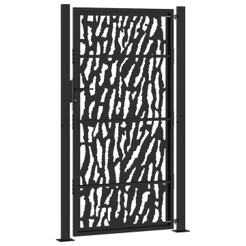 Poarta de gradina neagra 105x180 cm Design cu urme din otel - Img 5