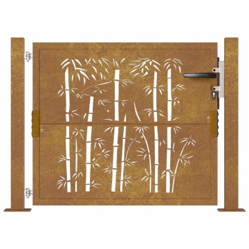 Poartă pentru grădină, 105x105 cm, oțel corten, model bambus - Img 4