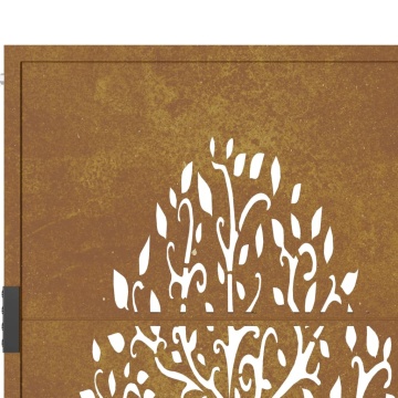 Poartă pentru grădină, 105x130 cm, oțel corten, model copac - Img 7