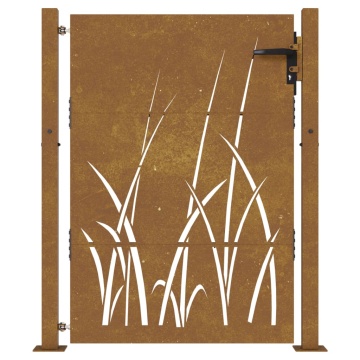 Poartă pentru grădină, 105x130 cm, oțel corten, model iarbă - Img 4