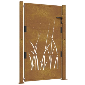 Poartă pentru grădină, 105x155 cm, oțel corten, model iarbă - Img 2