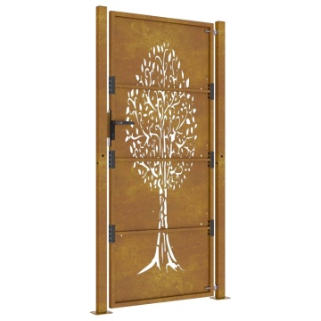 Poartă pentru grădină, 105x180 cm, oțel corten, model copac - Img 8