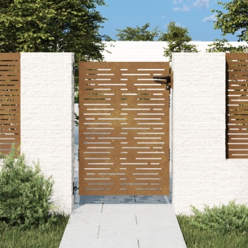 Poartă pentru grădină, 85x125 cm, oțel corten, dreptunghiuri - Img 1