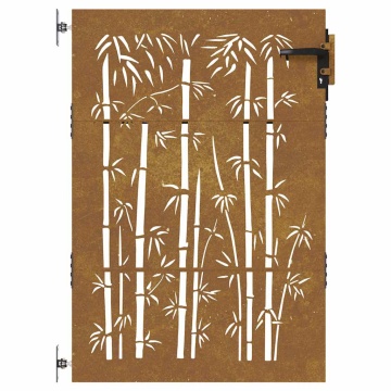 Poartă pentru grădină, 85x150 cm, oțel corten, model bambus - Img 4