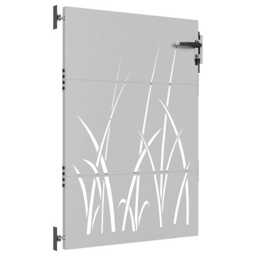 Poartă pentru grădină, 85x150 cm, oțel corten, model iarbă - Img 3