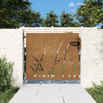 Poartă pentru grădină, 85x75 cm, oțel corten, model iarbă - Img 1