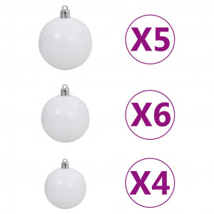 Pom de Crăciun artificial cu LED-uri/globuri, alb, 120 cm PVC - Img 6
