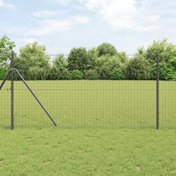 Posturi de gard 7 buc Gri Ø32 mm 170 cm Oțel galvanizat - Img 1