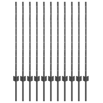 Posturi de Gardă 22 pcs U-Channel Gri 100 cm Oțel - Img 2