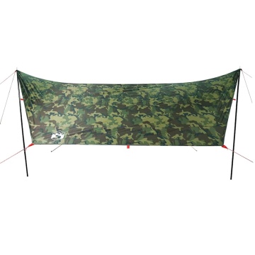 Prelată de camping, camuflaj, 462x306x211 cm, impermeabilă - Img 8