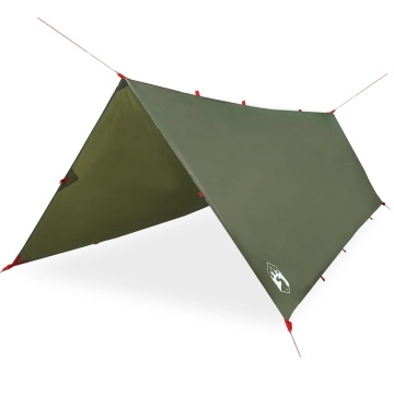 Prelată de camping, verde măsliniu, 406x306 cm, impermeabilă - Img 2