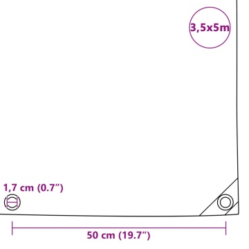 Prelată, verde, 3,5 x 5 m, 650 g/m² - Img 6