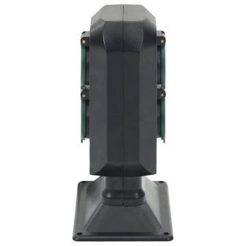 Priză de exterior cu țăruș și 4 căi, negru/verde, 15,5x11x24 cm - Img 3