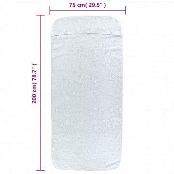 Prosoape de plajă, 2 buc., alb, 75x200 cm, textil 400 GSM - Img 7