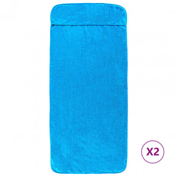 Prosoape de plajă, 2 buc., turcoaz, 60x135 cm, textil 400 GSM - Img 2