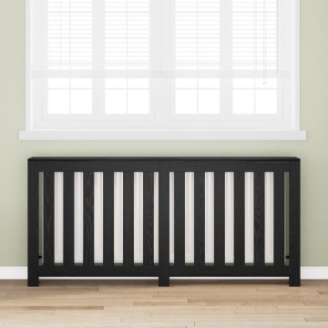 Protecție Radiator Negru Stejar 175x20x82 cm Lemn Ingineresc - Img 1