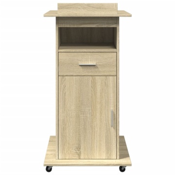 Pupitru roți și sertar stejar sonoma 55x55x107cm lemn prelucrat - Img 4