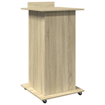 Pupitru roți și sertar stejar sonoma 55x55x107cm lemn prelucrat - Img 5