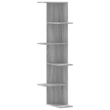 Raft colțar perete gri sonoma 36,5x36,5x140cm lemn prelucrat - Img 2