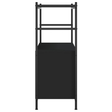 Raft de cărți, negru, 80x30x78,5 cm, lemn prelucrat și fier - Img 8