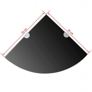 Raft de colț cu suporți de crom din sticlă negru 35 x 35 cm - Img 6