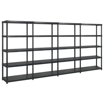 Raft de depozitare cu 5 polițe, negru, 366x45,7x185 cm, plastic - Img 1