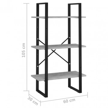 Raft de depozitare, gri beton, 60x30x105 cm, PAL - Img 6