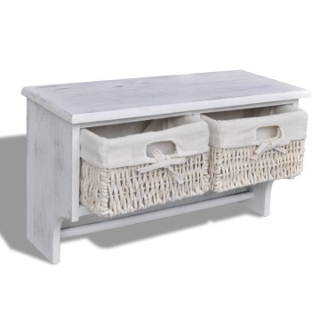 Raft de perete, alb, 60 x 23,5 x 33 cm, lemn de paulownia - Img 4