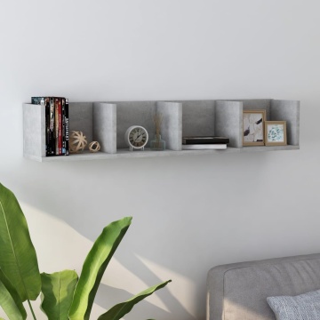 Raft de perete CD-uri, gri beton, 100x18x18 cm, lemn prelucrat - Img 1
